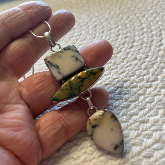 Gorgeous DENDRITIC OPAL Handmade Sterling 925 Pendant/Chain #965D - Picture 3 of 3